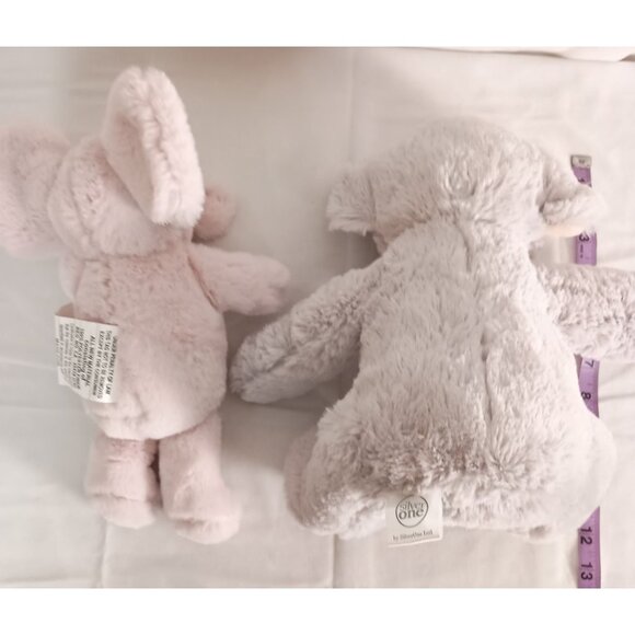 Silverone Set of 2 Plush Elephants Pink Gray Soft Stuffed Animals Kids Gift - Picture 9 of 11